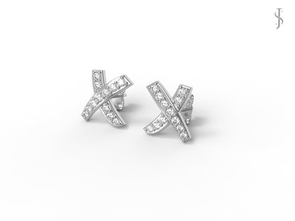 Nova Brilliance: Sparkling Embrace of Love D VVS1 Lab Created Moissanite Kiss Earring in 925 Sterling