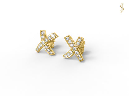 Nova Brilliance: Sparkling Embrace of Love D VVS1 Lab Created Moissanite Kiss Earring in 925 Sterling