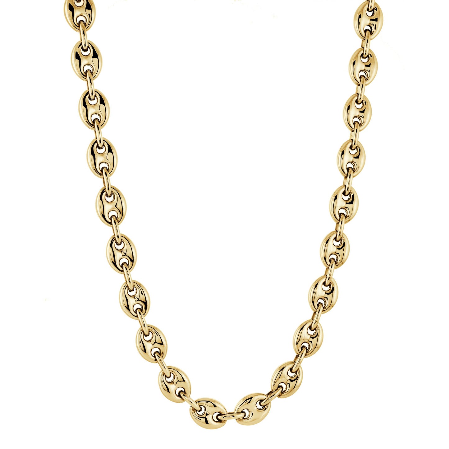 Italian 14K GOLD Plated Sterling Silver Puffed Gucci Link Chain Necklace (21gm-26.4gm)