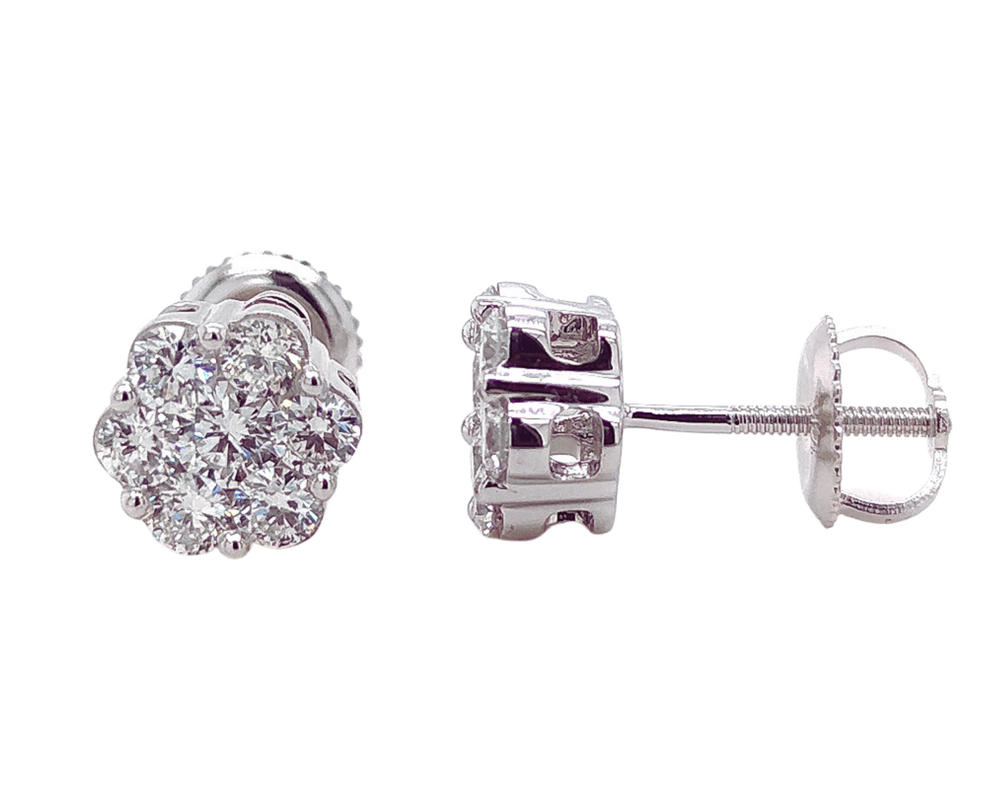 Brillantez resplandeciente: aretes de diamantes naturales engastados a presión de oro blanco de 10 k de 1,00 ct con certificación I3 GH SGL