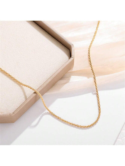 Italian 10k Real Solid Yellow Gold Sparkle 18 Inch Chain Necklace 1.6gm