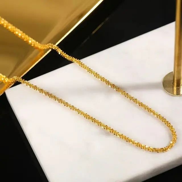 Italian 10k Real Solid Yellow Gold Sparkle 20 Inch Chain Necklace 1.8gm