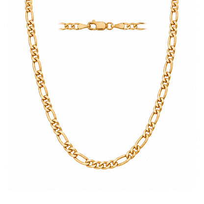 Cadena Figaro italiana de oro auténtico de 14 quilates de 3,5 mm (3,4-4,5 g)