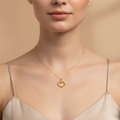 Italian 14K Yellow Gold Open Heart Pendant