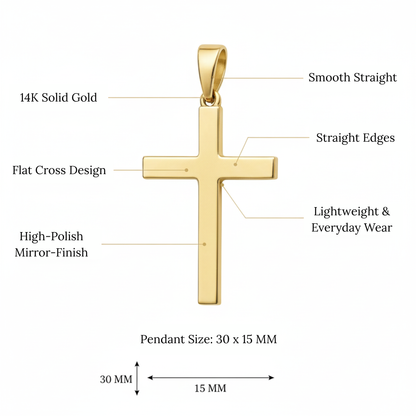 Italian 14K Yellow Gold Flat Cross Pendant