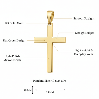 Italian 14K Yellow Gold Flat Cross Pendant