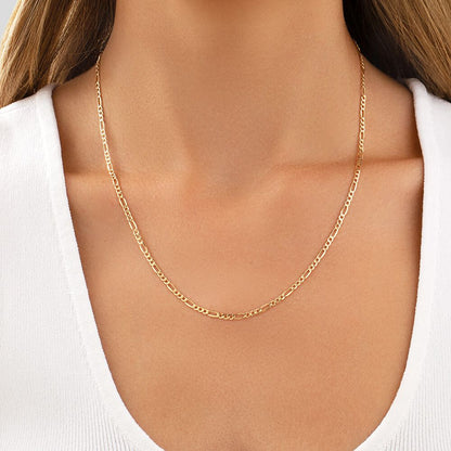 Italian 14k REAL Yellow Gold 22" 2mm Diamond Cut Figaro Chain Necklace 1.80gm