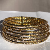 Limited Edition 14k Yellow Gold Designer Closeout 7-Layer Stackable Bangle (20.5gm) 7.85 Inch