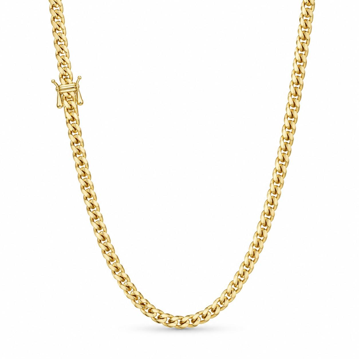 Cadena de eslabones italiana de oro amarillo macizo auténtico de 10 quilates, 20" (3,5 mm), 7 g