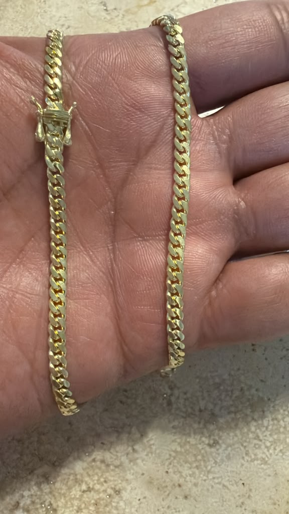 Cadena de eslabones italiana de oro amarillo macizo auténtico de 10 quilates, 20" (3,5 mm), 7 g