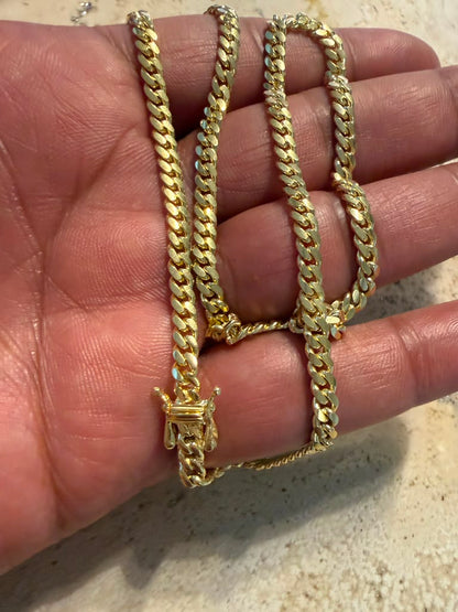 14K Gold Solid Miami Cuban Link Chain – 5mm & 6mm