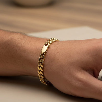Pulsera Figaro de oro auténtico de 14 quilates de 3,5 mm (18-20 cm)