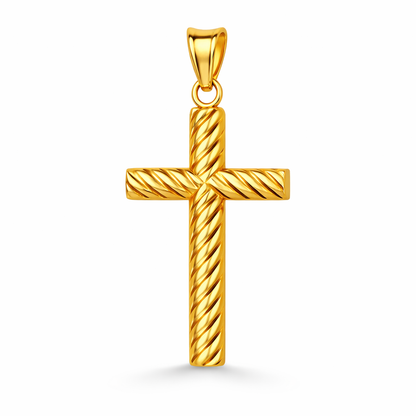 Italian 14K Yellow Gold Flat Braided Cross Pendant