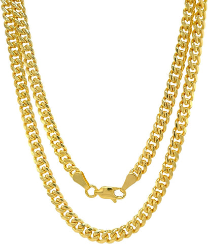 Italian 10k REAL Solid Yellow Gold 3.5MM Miami Cuban Curb Chain Necklace (18