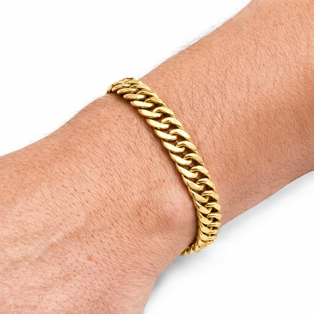 Pulsera Figaro de oro auténtico de 14 quilates de 3,5 mm (18-20 cm)