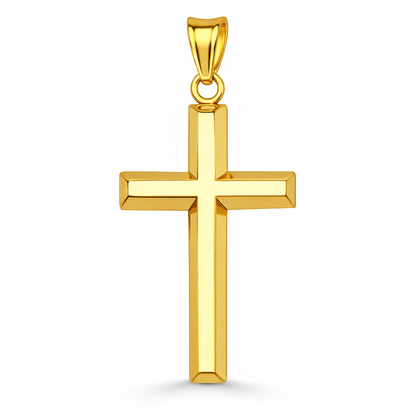 Italian 14K Yellow Gold Flat Tube Cross Pendant