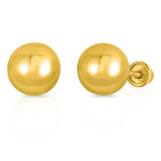 Italian 10k Real Yellow Gold Ball Stud Earring