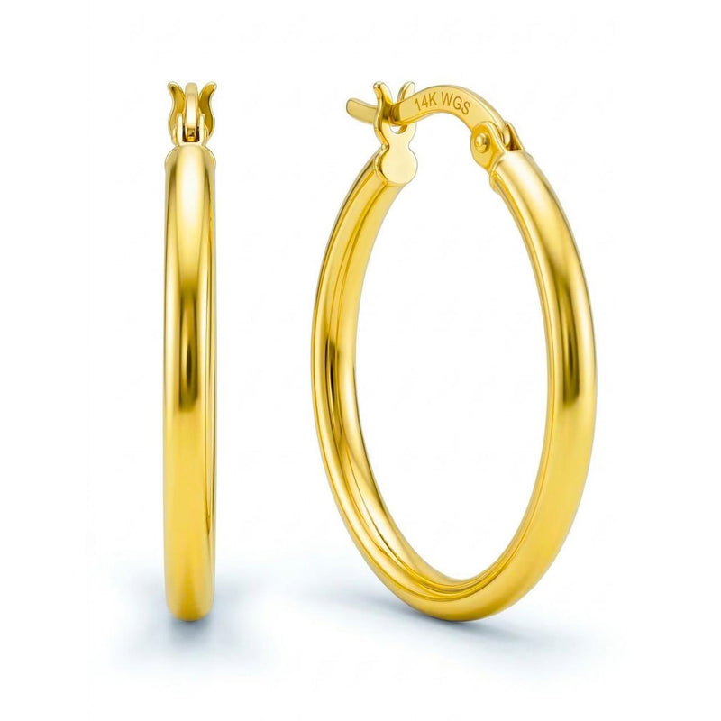 30mm 14K Yellow Gold Classic Hoop Earrings