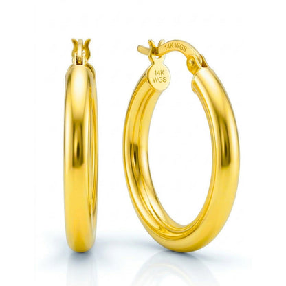 30mm 14K Yellow Gold Classic Hoop Earrings