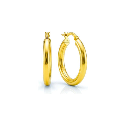 Italian 14K Yellow Gold Thick Round Hoop Earrings