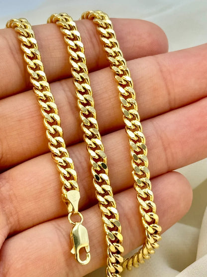 Italian 10k REAL Solid Yellow Gold 3MM Miami Cuban Chain Necklace (18"-24")