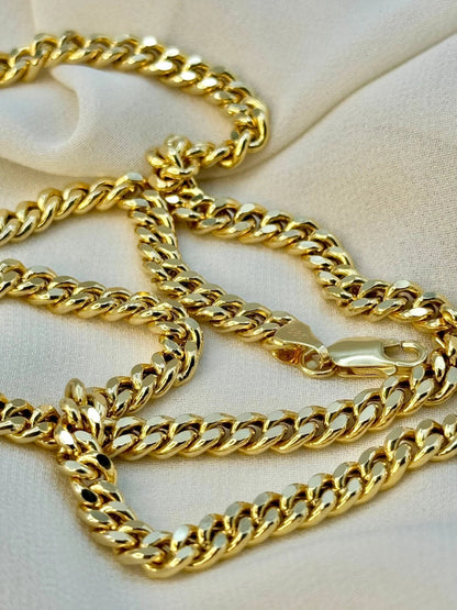 Italian 10k REAL Solid Yellow Gold 3MM Miami Cuban Chain Necklace (18"-24")