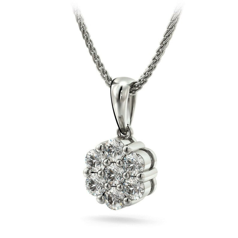 Elegancia radiante: colgante de diamantes naturales engastados a presión I3 GH de 0,50 ct en oro blanco de 10 quilates con certificación SGL