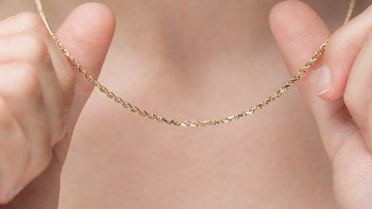 Italian 10k Real Yellow Gold Diamond Cut Rope Chain 3mm (16"-24")