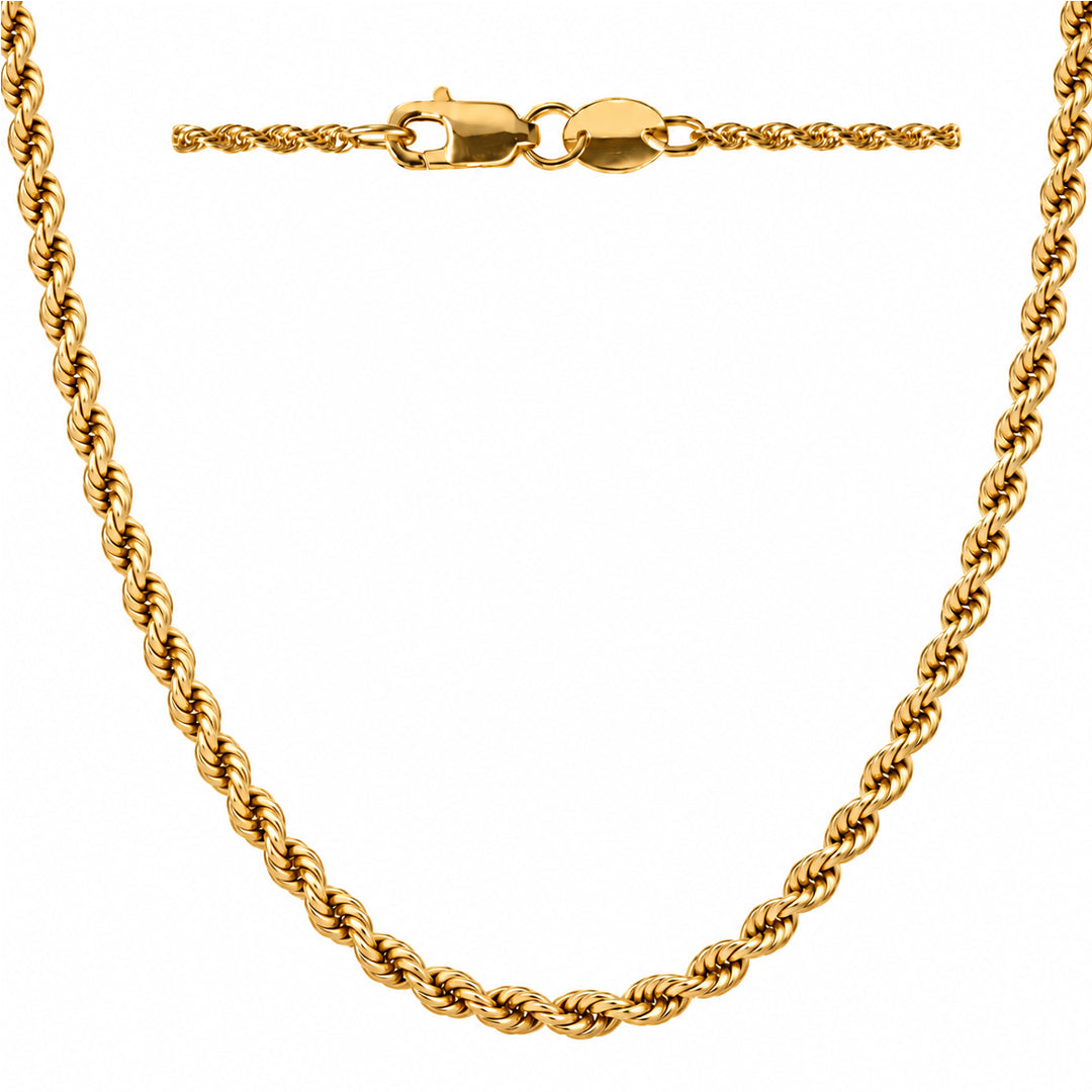 Italian 14K Solid Yellow Real Gold  4.5mm to 4.8 mm  Diamond Cut Rope Chain Necklace (18"-24") 18 inch and 22 inch 4.8 mm and 24 inch 4.5 mm