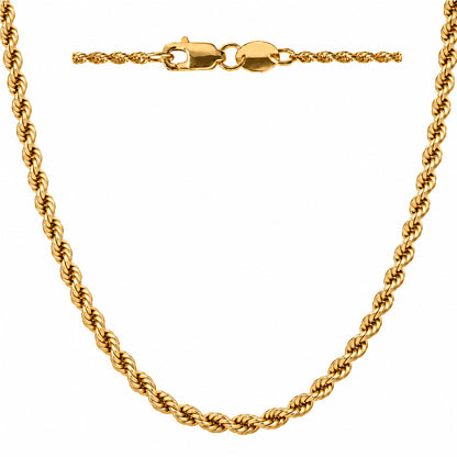 Italian 14K Solid Yellow Real Gold  4.5mm to 4.8 mm  Diamond Cut Rope Chain Necklace (18"-24") 18 inch and 22 inch 4.8 mm and 24 inch 4.5 mm