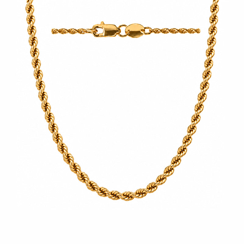 Italian Gold Diamond Cut Rope Chain Necklace | 10K, 14K & 18K Gold