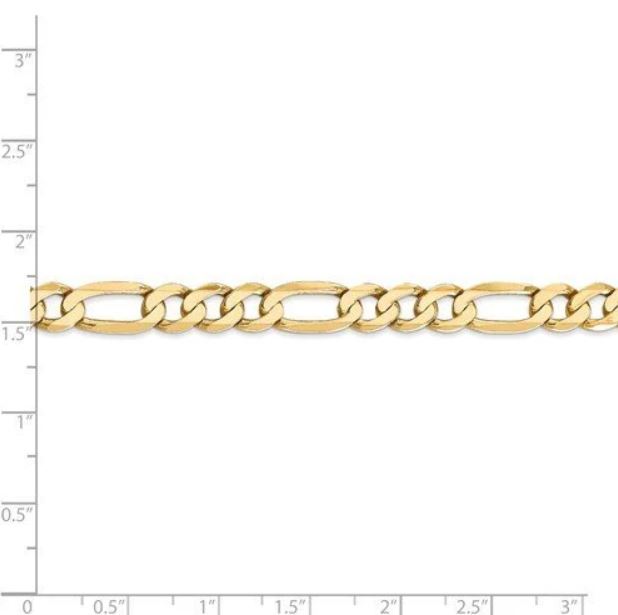 Collar de cadena Figaro italiana de oro amarillo macizo de 14 k - 22 pulgadas, 12 gramos 