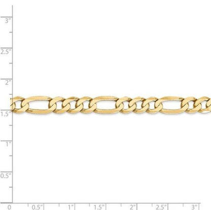 Italian 14k Real Solid Yellow Gold 6.5 mm Figaro Chain Necklace (22"-30")
