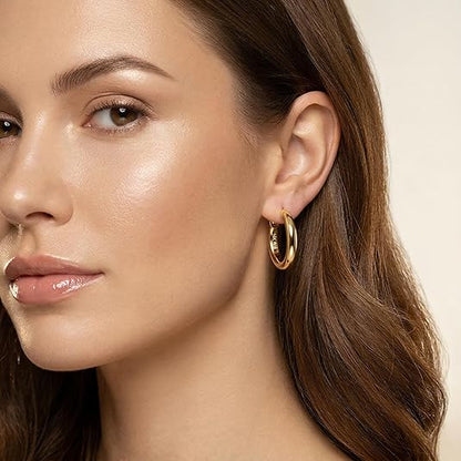 Italian 14K Yellow Gold Round-Shaped Hoop Earrings