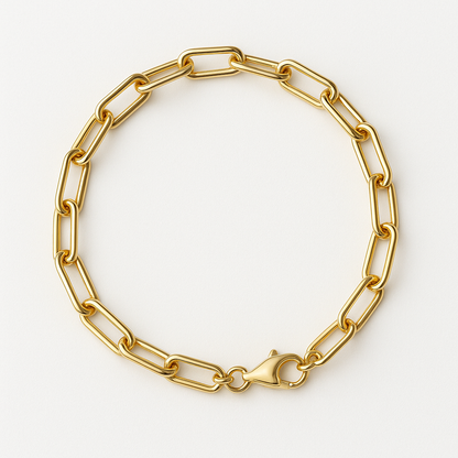 Italian 14K Real Yellow Gold 5mm Paperclip Bracelet – 7" & 8"