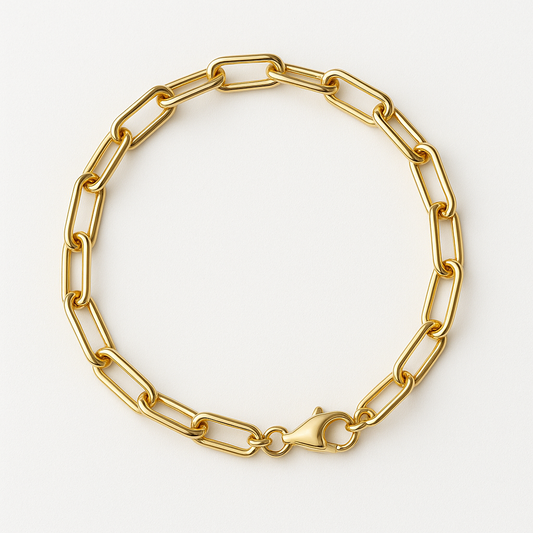 Italian 10K Real Yellow Gold 3mm Paperclip Bracelet – 7.5" & 8"
