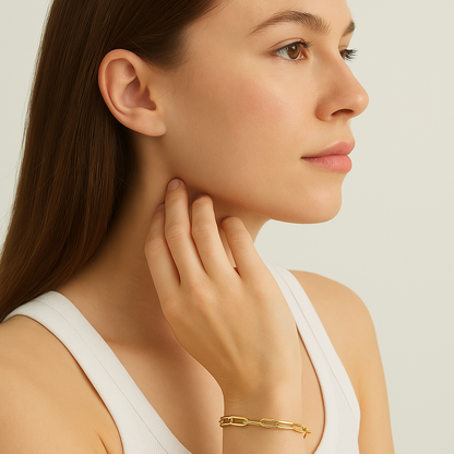 Italian 14K Real Yellow Gold 5mm Paperclip Bracelet – 7" & 8"