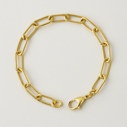 Italian 14K Real Yellow Gold 5mm Paperclip Bracelet – 7" & 8"