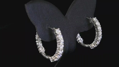 Nova Brilliance : D VVS1 Lab Created Moissanite In Out Hoop Earring 2.50 Ct. In 925 Sterling Silver