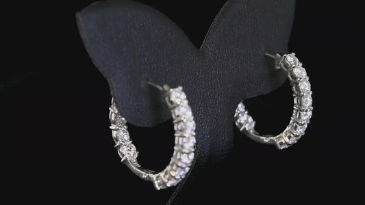 Nova Brilliance : D VVS1 Lab Created Moissanite In Out Hoop Earring 2.50 Ct. In 925 Sterling Silver