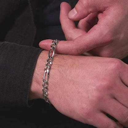 Pulsera Figaro Sólida de Plata de Ley 925 (8-9,4 g) 