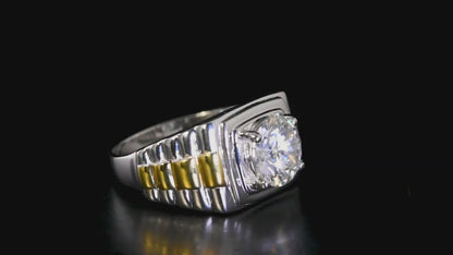 Nova Brilliance : D VVS1 Lab Created Moissanite Men's Solitaire Ring 2.00 Ct. In 925 Sterling Silver