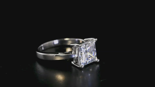 Nova Brilliance : D VVS1 Lab Created Moissanite Princess Cut Solitaire Ring 2.75 Ct. In 925 Sterling Silver