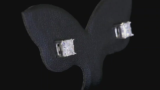 Nova Brilliance : D VVS1 Lab Created Moissanite Princess Cut Stud Earring 1.75 Ct. In 925 Sterling Silver