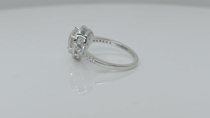 Nova Brilliance - D VVS1 Lab Created Moissanite Pear Halo Ring 3.00ct in 925 Silver