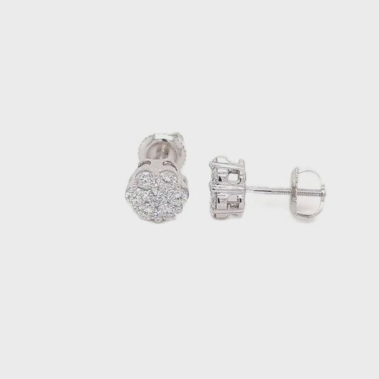 Sparkling Brilliance: 10k White Gold Pressure Set Natural Diamond Earring 0.33ct  I3 G-H SGL Certified