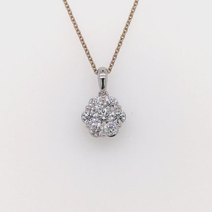 Radiant Elegance: 10K White Gold 0.33Ct I3 G-H Pressure Set Natural Diamond Pendant SGL Certified