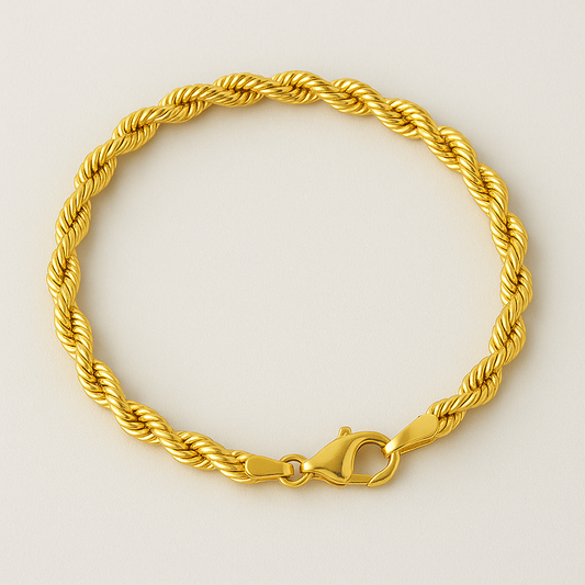 10k Real Solid Yellow Gold 3.5MM Diamond Cut  Rope Bracelet
