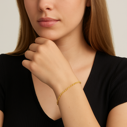 10k Real Solid Yellow Gold 3.5MM Diamond Cut  Rope Bracelet