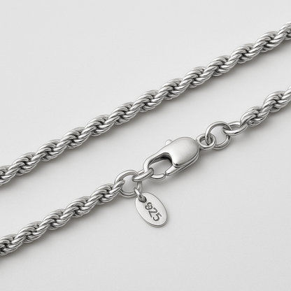 925 Sterling Silver and 14k Yellow Gold Plated Rope Chain Necklace –Multiple Thickness (2mm, 2.5mm, 3mm)(18–24 inches)